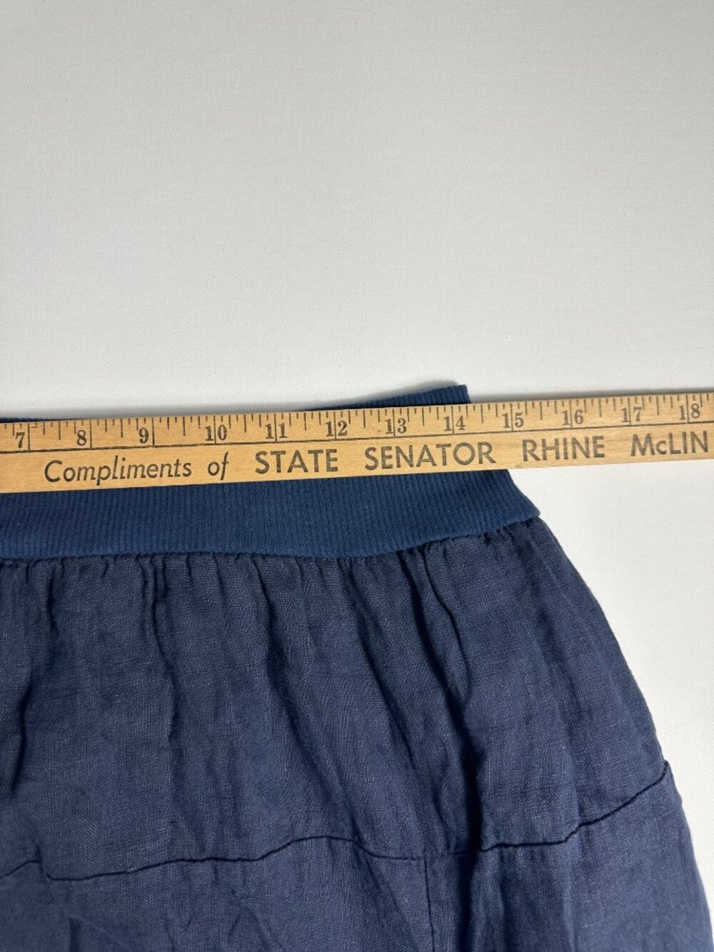 Made in Italy Navy Blue Linen Blend Double Layer Lagenlook Midi Skirt L XL - Picture 11 of 12